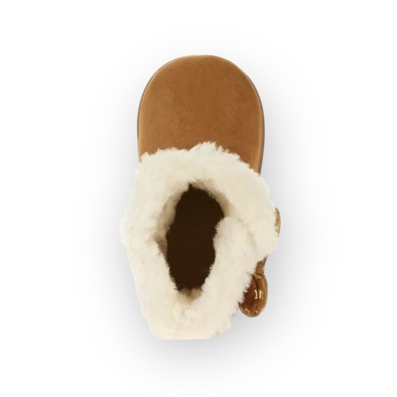 Garanimals ★ Faux Shearling Lined Baby Booties Boots ★ Star Printed Bow ★ Tan 4 - Picture 2 of 16